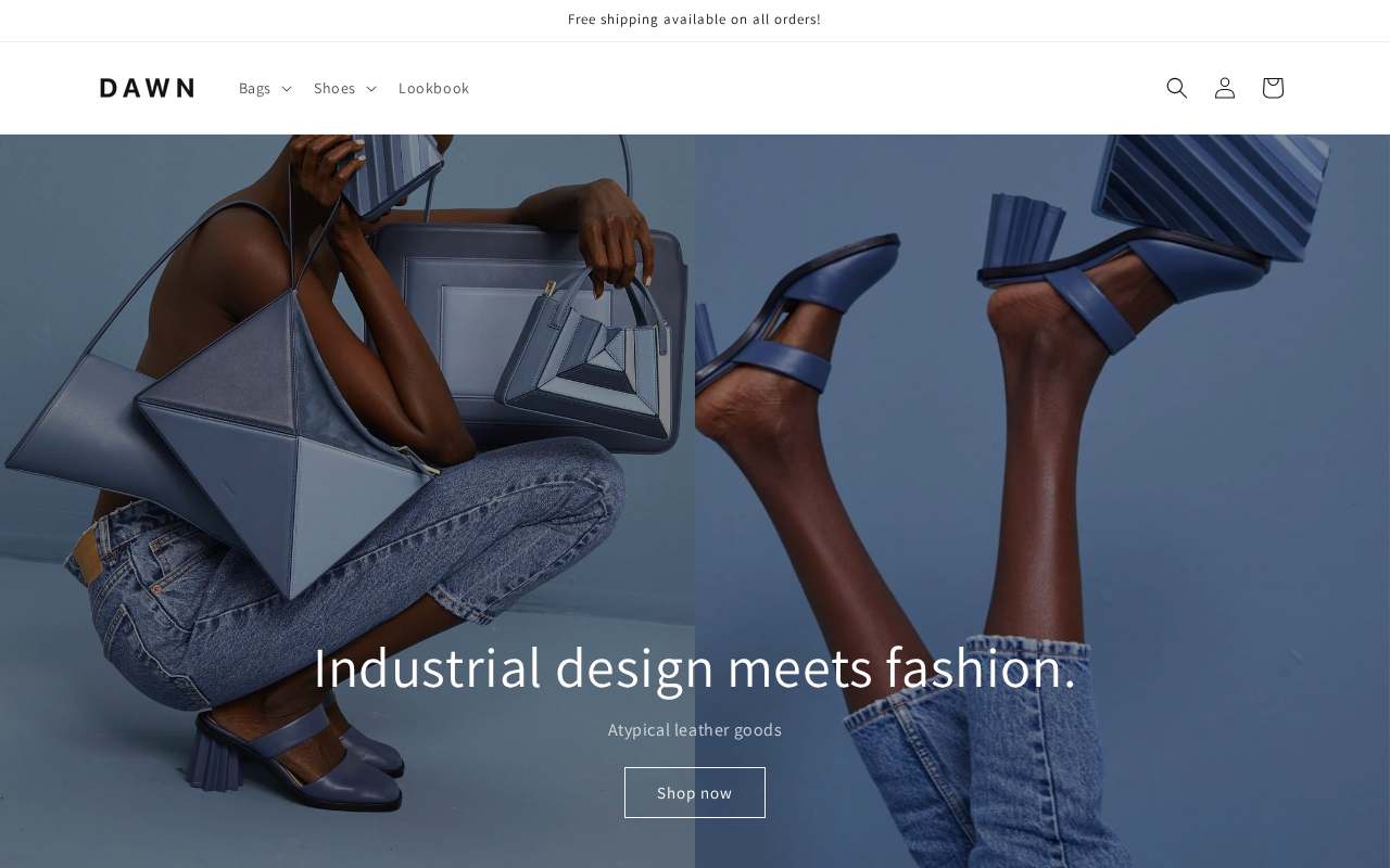 Screenshot der Startseite von theme-dawn-demo.myshopify.com